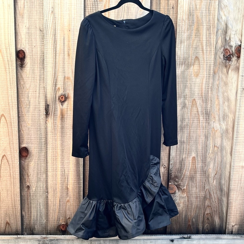 Vintage Black Victor Costa Neiman-Marcus Dress w Taffeta Ruffle Size Unknown